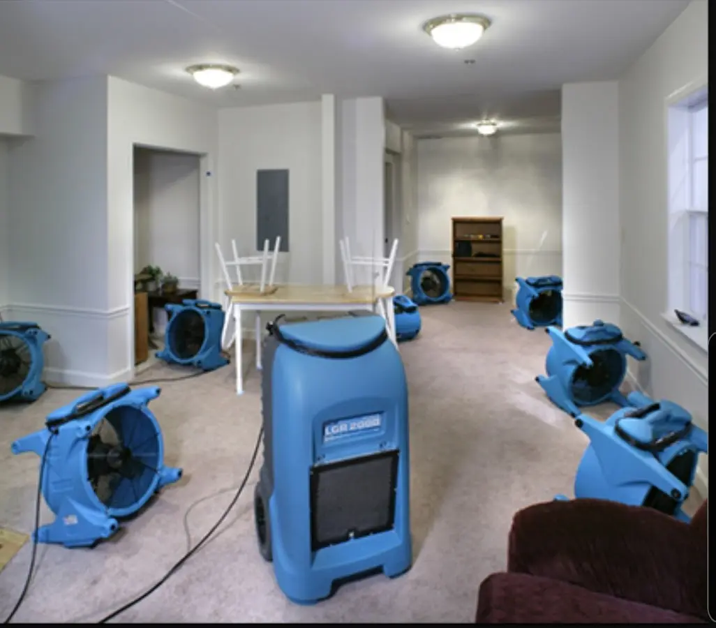 Air movers and dehumidifier setup for Water Extraction & Removal in Air Force Academy